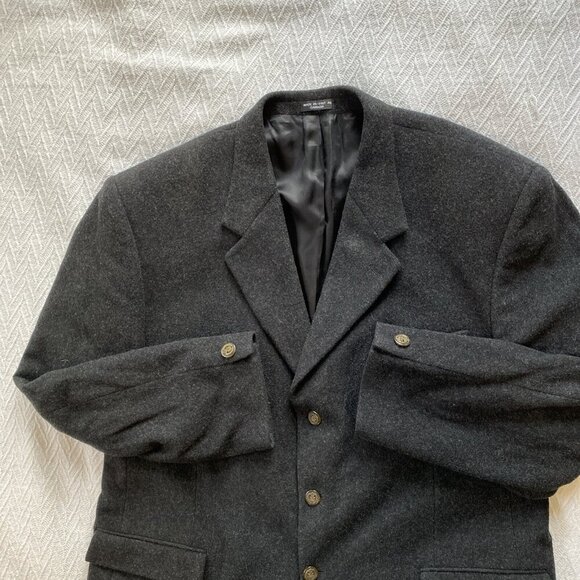 Como Milano Men Wool Cashmere Blazer 46R Italian Fabric Luxury 3 Button Charcoal - Picture 14 of 16